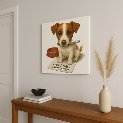 Funny Dog Wall Art – 'Can I Have Some More' Jack Russell Canvas Print"