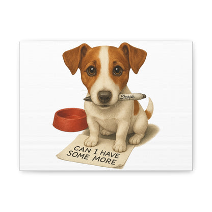 Funny Dog Wall Art – 'Can I Have Some More' Jack Russell Canvas Print"