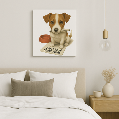 Funny Dog Wall Art – 'Can I Have Some More' Jack Russell Canvas Print"