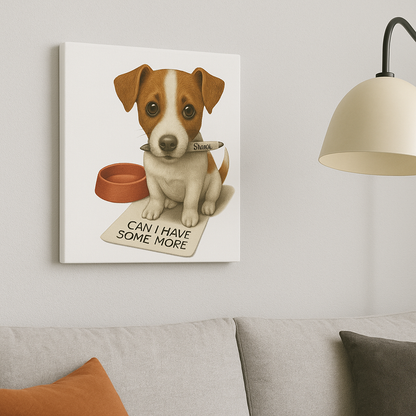 Funny Dog Wall Art – 'Can I Have Some More' Jack Russell Canvas Print"